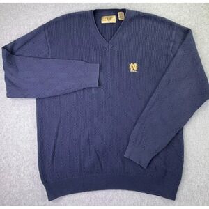 Vtg Vesi Sportswear Notre Dame Cable Knit Sweater Men's Size XL Fight Irish Navy